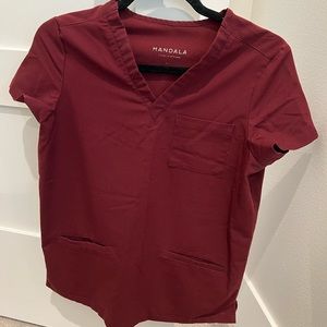 Mandala burgundy / maroon scrub top size small